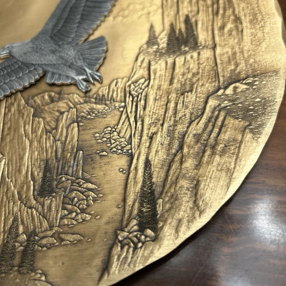 Wendell August Forge Hanging‎ Plate Plaque Pewter Bronze PA OH Soaring Eagle
